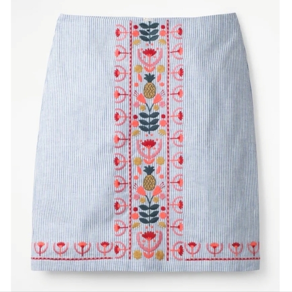Boden Women's Victoria Embroidered Striped Pencil Mini Skirt Size 14 Floral... - Picture 4 of 16